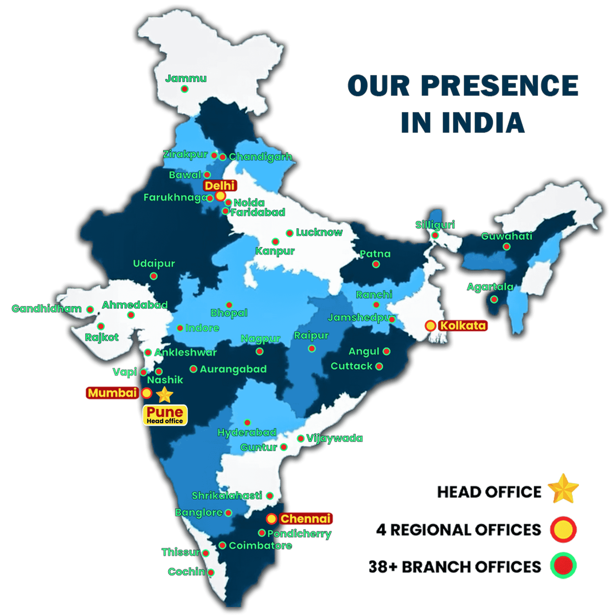 Map showing Abhi Foundation's reach